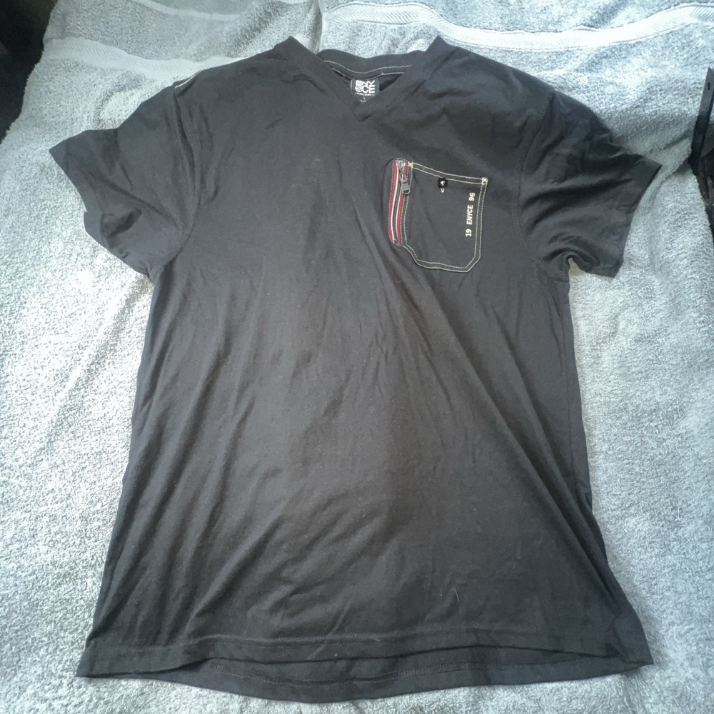 Enyce Shirt Mens Large Black Zipper‎ Pocket Casual Streetwear 90s Y2K Hip Hop